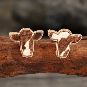 Rustic Cowhide Earrings - Bold Western Elegance